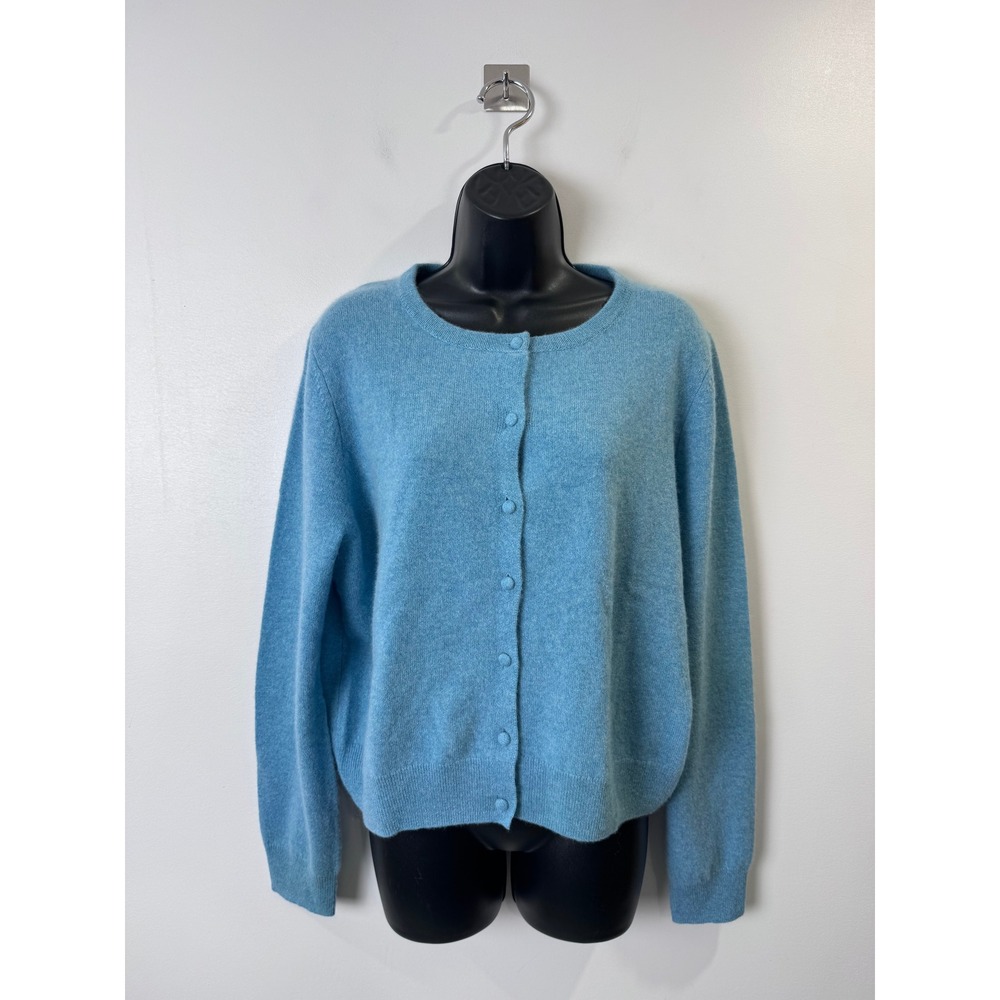 Tuckernuck Women Blue Cardigan 100% Cashmere Button Front Crew Neck XXL